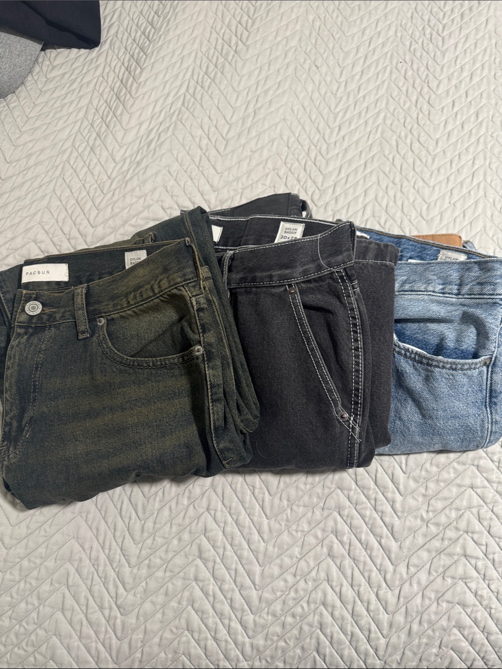 PacSun Men’s Dylan Baggy jeans 30x28 distressed black carpenter and med indigo